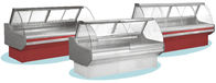 Toko Frost Free Meat Display Kulkas Counter CE ROHS Dengan Kaca Melengkung